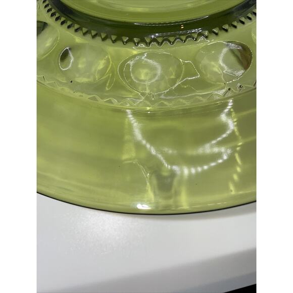 Vintage Indiana Glass Green Kings Crown Thumbprint Snack Plate Six Available - Picture 11 of 15